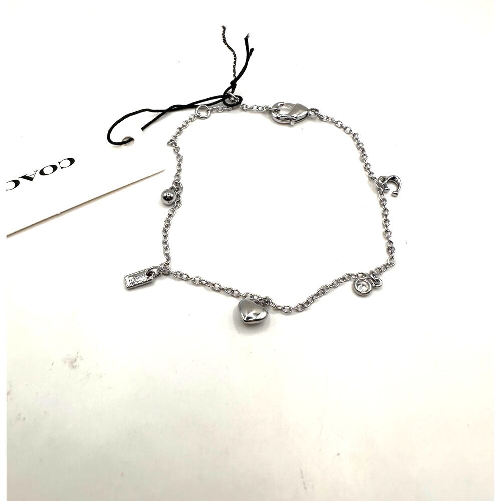 Coach Silver Plated Charm Bracelet NWT $125 Designer Summer Jewelry - Picture 3 of 13